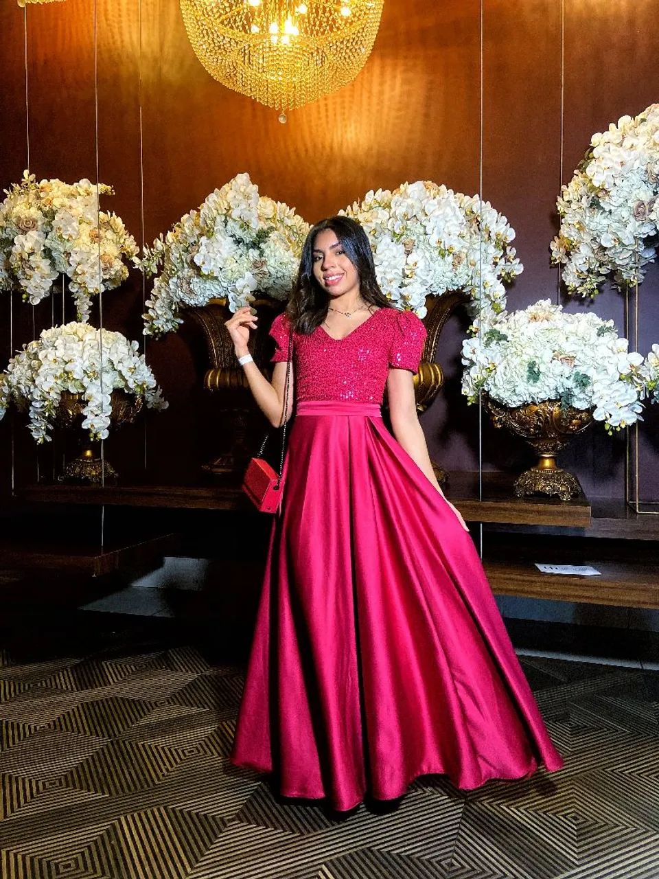 Vestido de festa longo pink