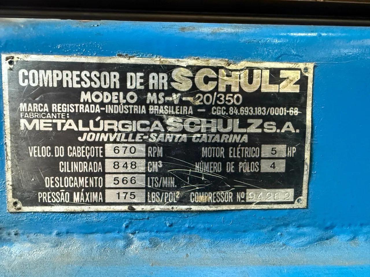 Compressor de Ar Schulz MS-V-20/350