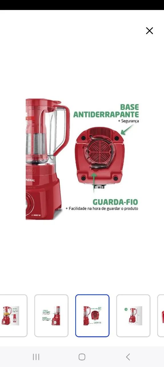 Liquidificador Mondial Turbo 900W - Vermelho - Foto 5