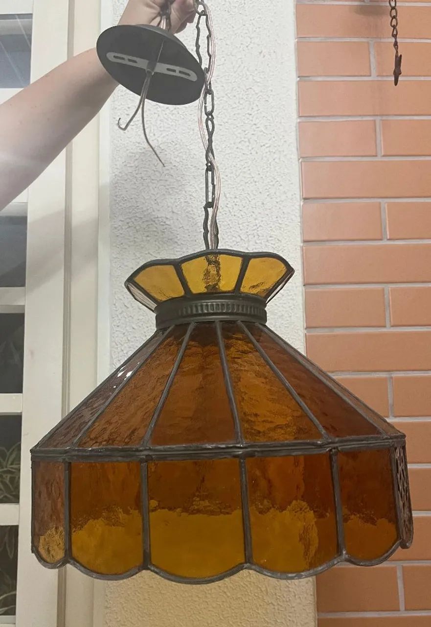 Lustre antigo vitral - Foto 6