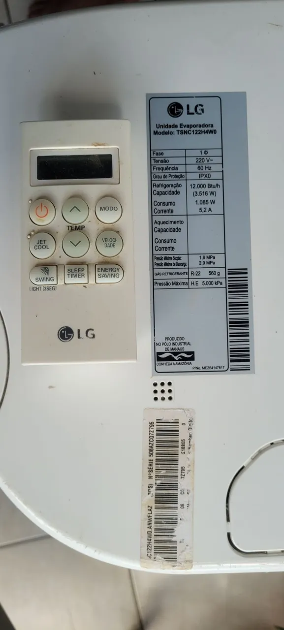 Ar Condicionado Split LG TSNC122H4W0 12.000 BTU/h 220V