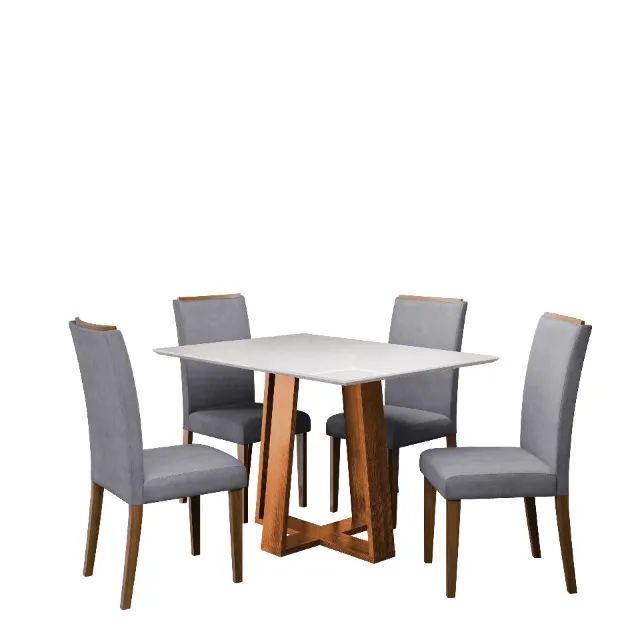 Conjunto de Jantar com Mesa em MDF e 4 Cadeiras em Madeira Maciça - Foto 2