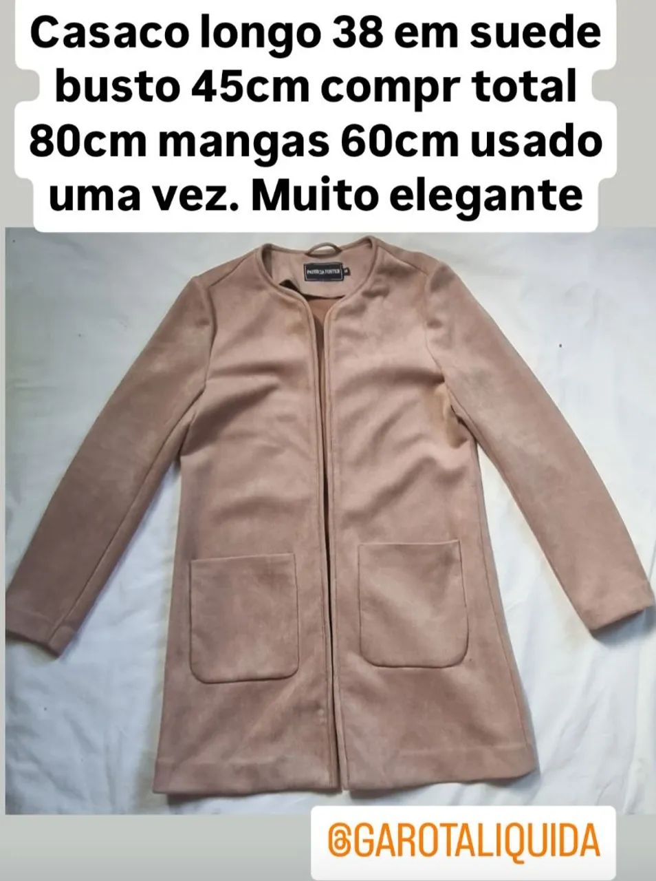 Casaco longo suede 38 uma graça