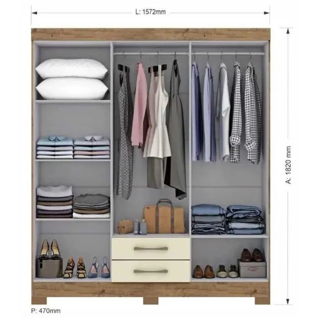 Guarda Roupa Casal 6 Portas 2 Gavetas - Foto 2