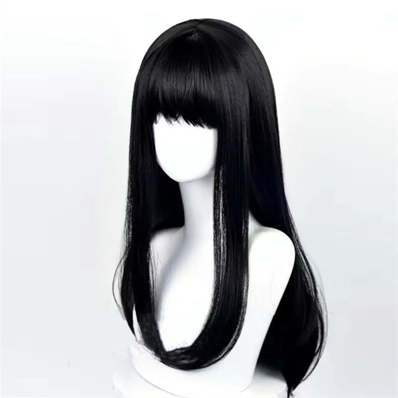 Peruca Nova- Cabelo Preto Longo liso com Franja - Foto 3