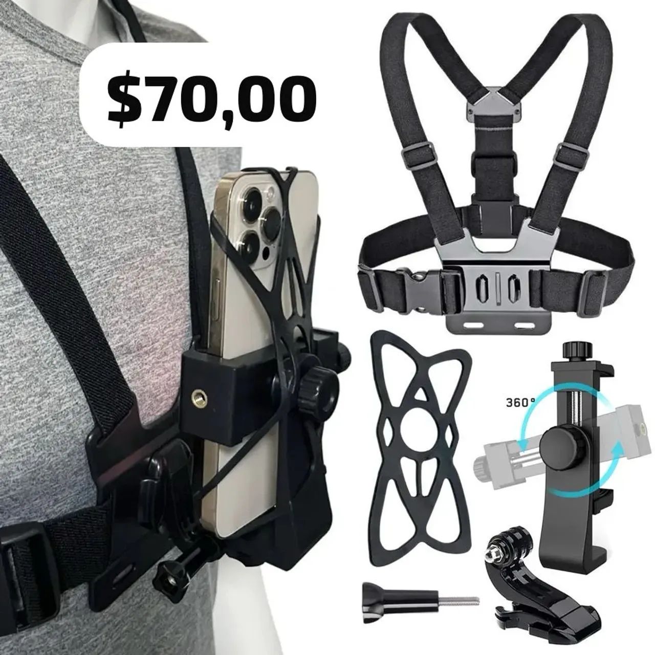 Suporte capacete câmera e celular gopro universal  - Foto 4