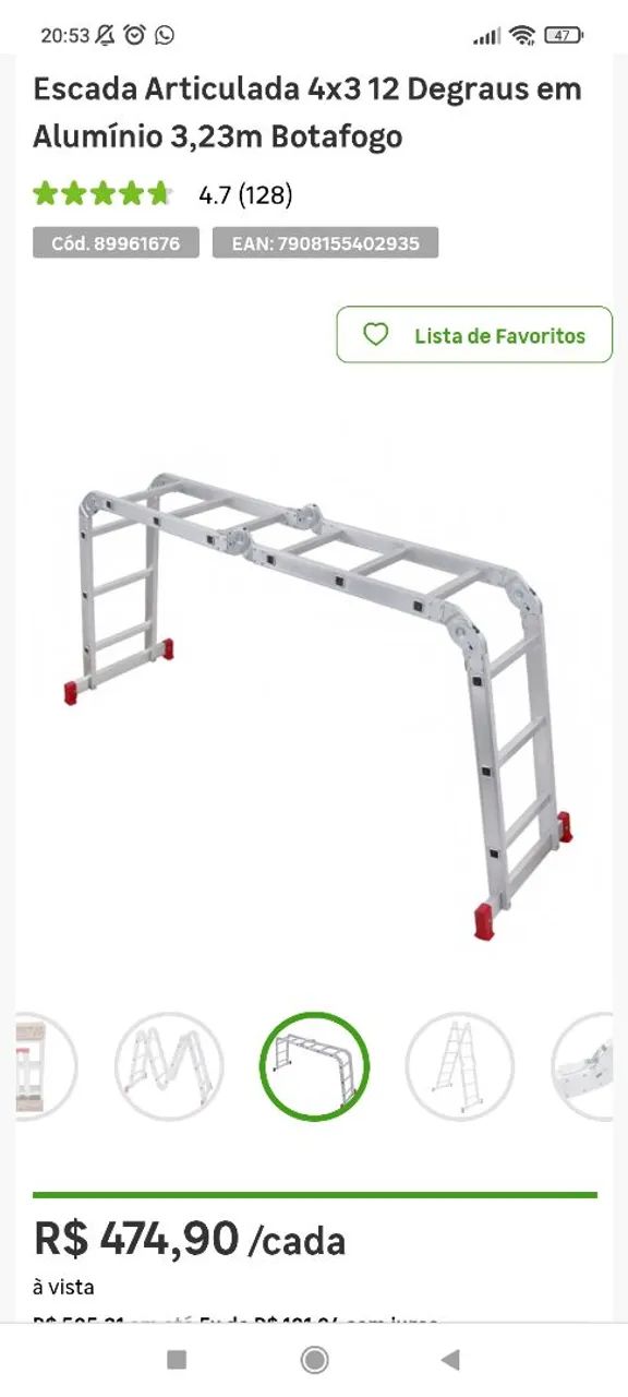 Escada Articulada 4x3 12 Degraus em Alumínio 3,23m Botafogo - Foto 2