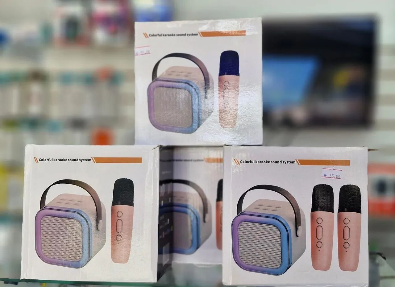 Caixa de Som Bluetooth Karaoke com Microfone