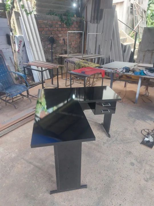 Mesa de Escritório em L Preta - Foto 5