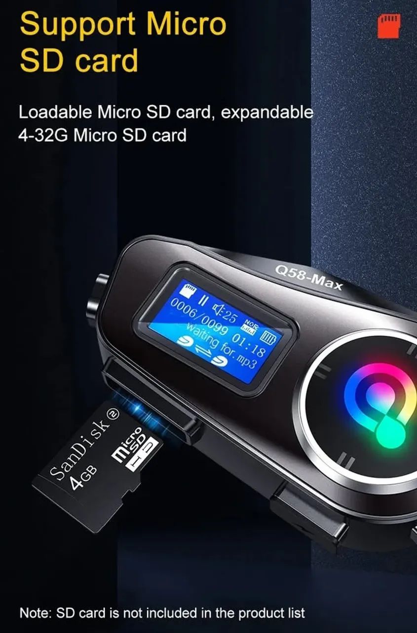 ? Comunicador Capacete, Moto Q58-Max Bluetooth À Prova d'Água IP65, Rádio FM - Foto 6