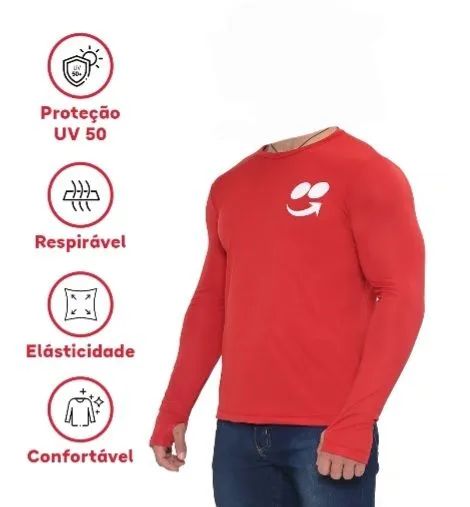 Camiseta Vermelha GG proteção UV - Foto 2
