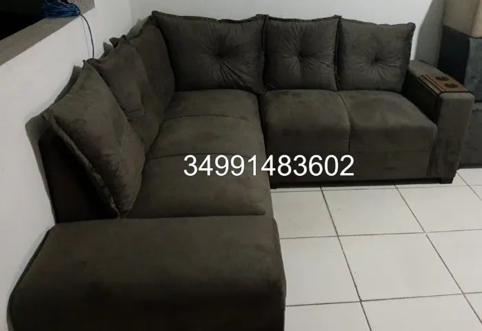 Sofá de Canto com Puff com Entrega Grátis