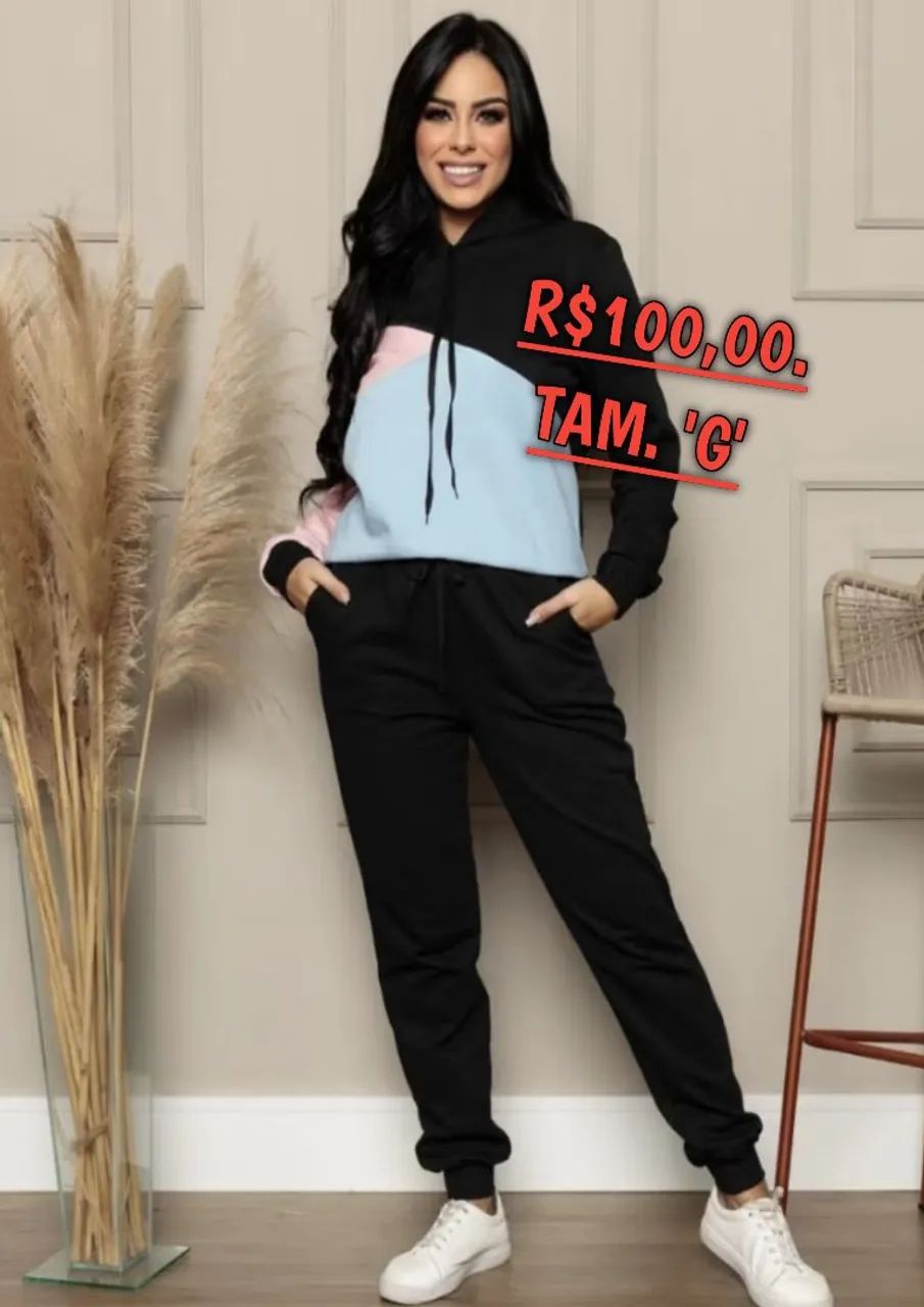 CONJUNTO MOLETOM FEMININO TAMANHO 'G'. ÚLTIMA PEÇA!