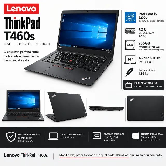 NOTEBOOK THINKPAD T460S I5 (8GB RAM+256GB) - Notebooks - Liberdade
