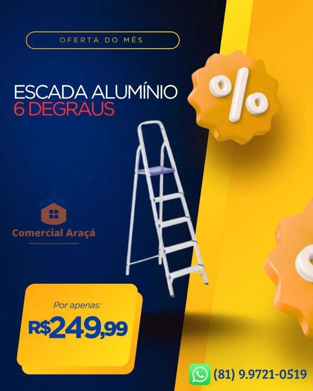 Escada alumínio 6 degraus promoção 