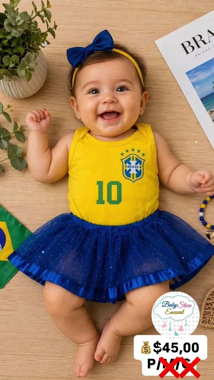 Conjunto do Brasil para bebês - Foto 3