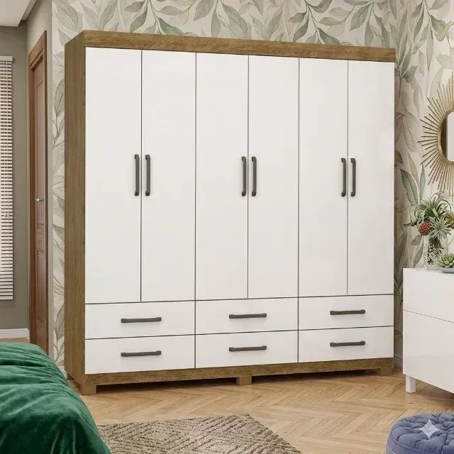 Guarda-Roupa Dallas Cinamomo C/ Branco - Design Moderno Quarto