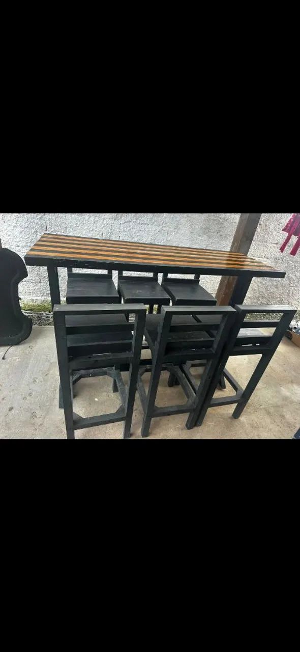 Bancada com banquetes madeira  - Foto 4