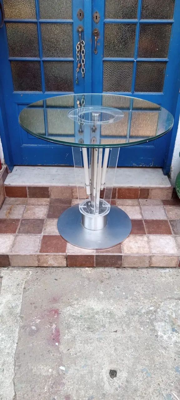 Mesa acrílico inox vidro espelhada 