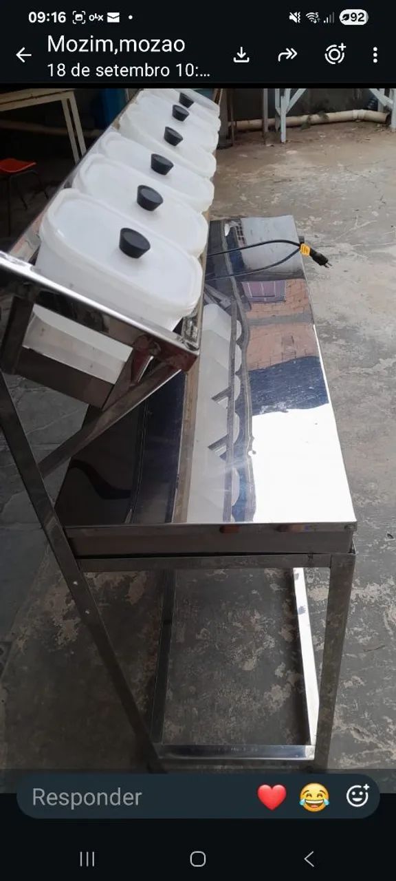 Mesa.inox aquecedora