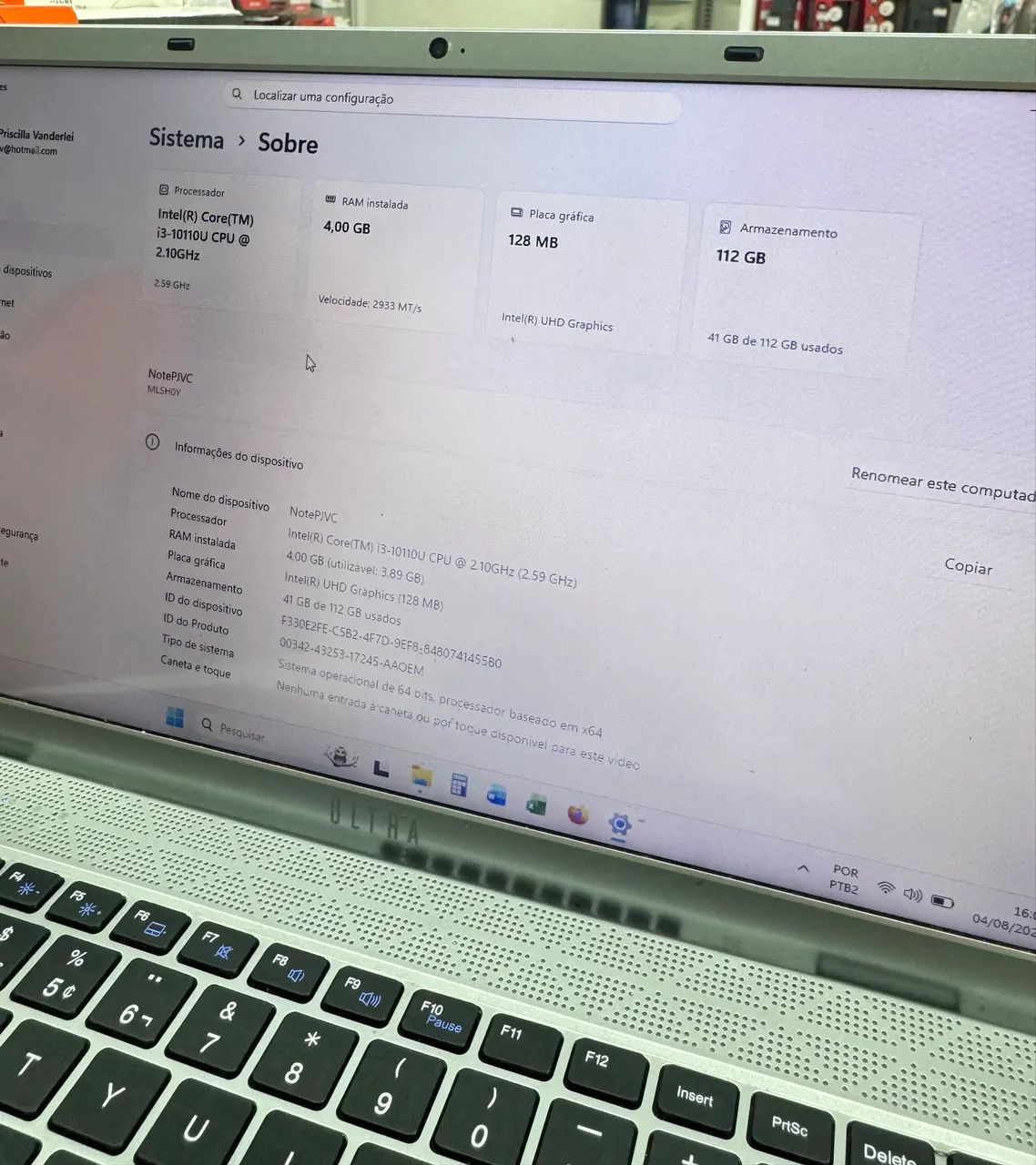Notebook Ultra Core i3 10ª Geração | SSD 120GB | Windows 11 - Foto 5