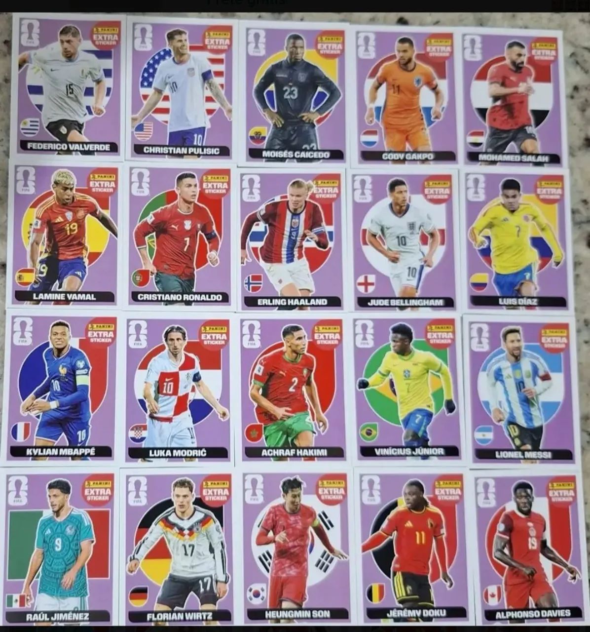 KIT 20 LEGENDS FIGURINHAS COPA 2026 ROXA