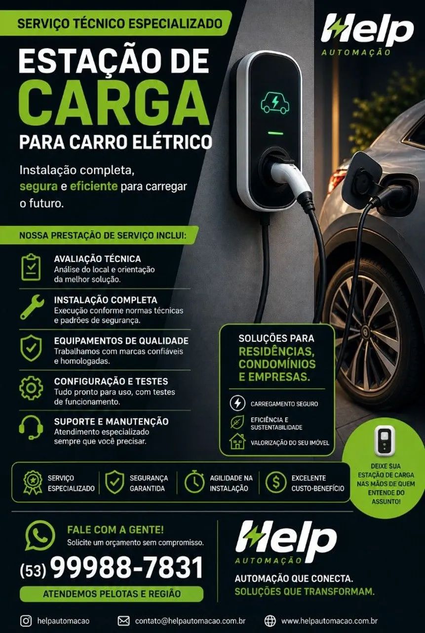 Estação de carga veículo elétrico 