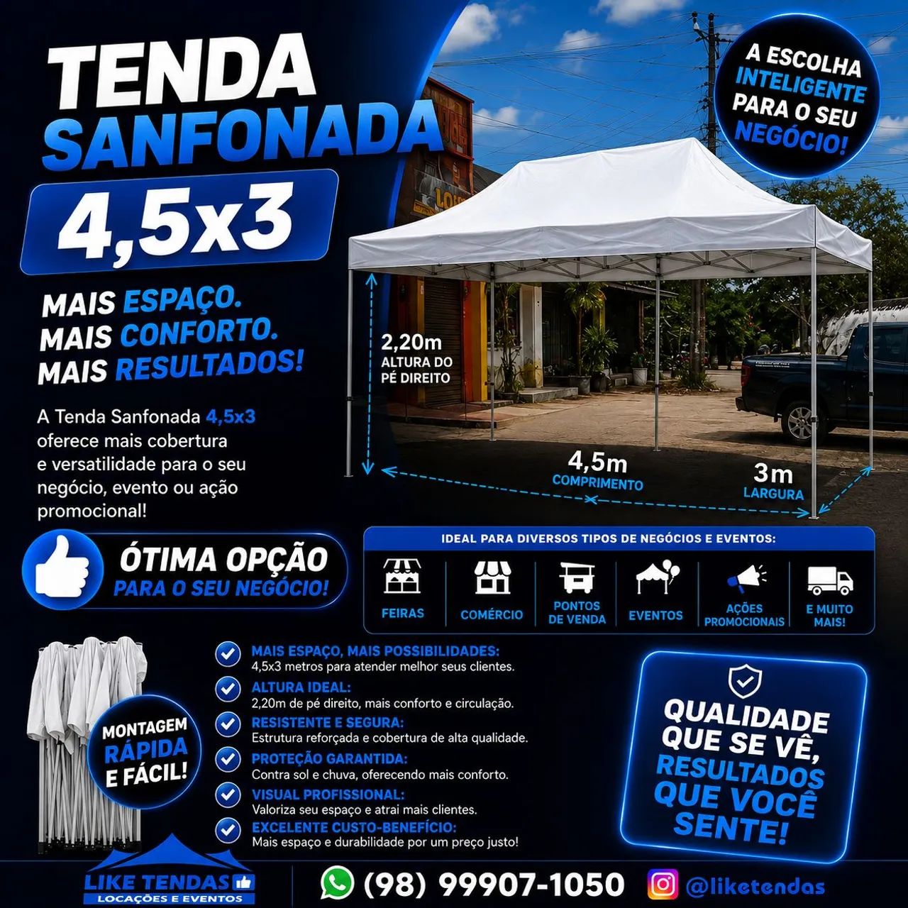 LOCAÇÃO DE TENDAS PIRAMIDAIS E SANFONADAS. - Foto 3