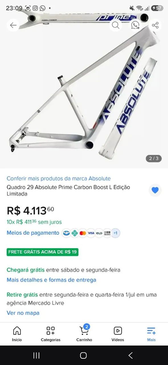 Quadro mtb Absolute Prime Carbon SL