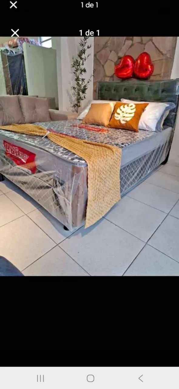 CAMA BOX CASAL ESPUMA DUPLA COM TRAVESSEIROS  - Foto 3