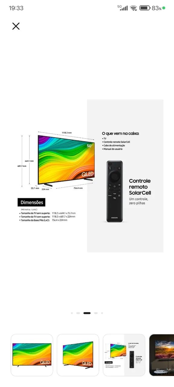 Samsung Smart TV 50 polegadas QLED 4K Q60D 2024, Modo Game, Som em Movimento. - Foto 4