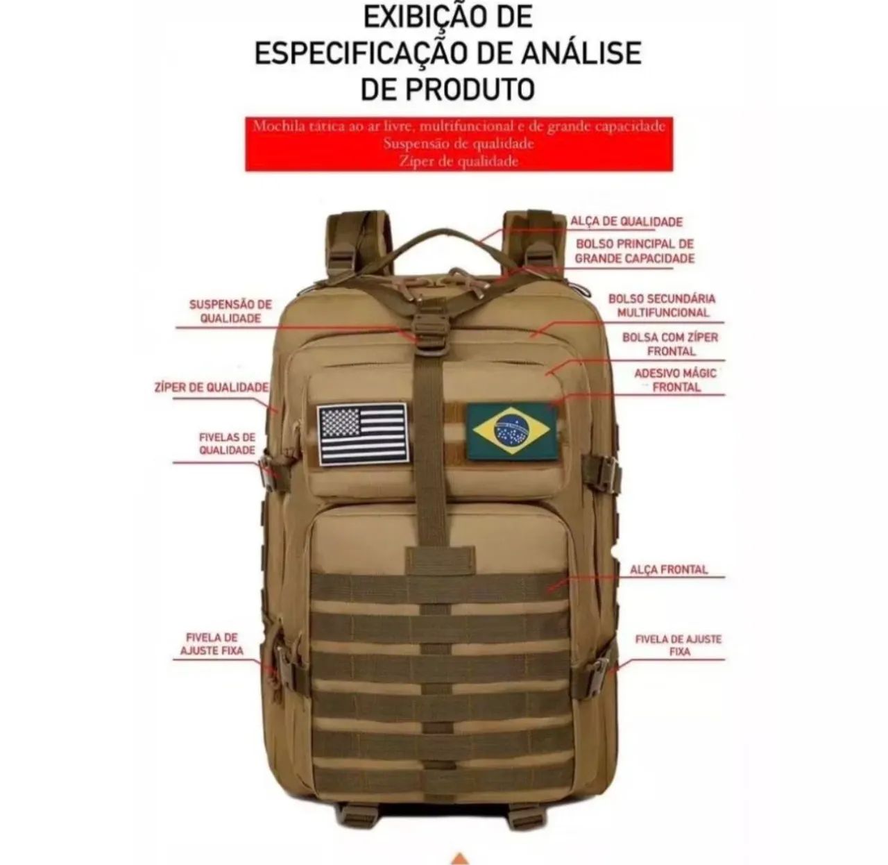 Mochila tática 50 litros camuflada - Foto 2