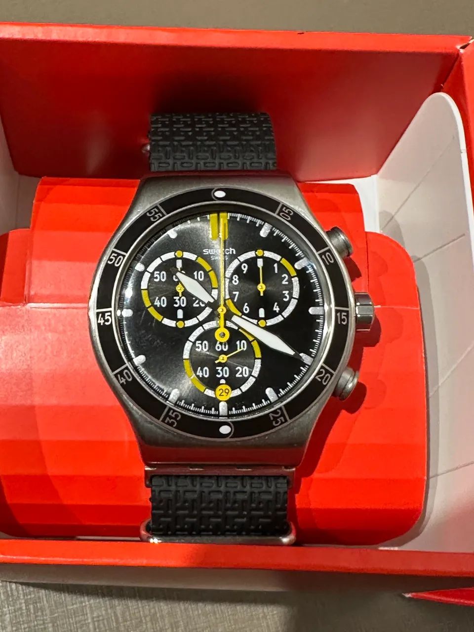 Relógio Swatch Irony quartz - 44mm orange teeth original e completo - Foto 3