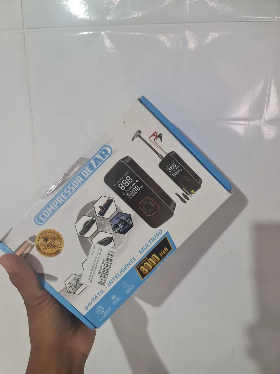 Compressor de Ar Digital Portátil e Inteligente Multiuso com bateria de 8000 mAh - Foto 3