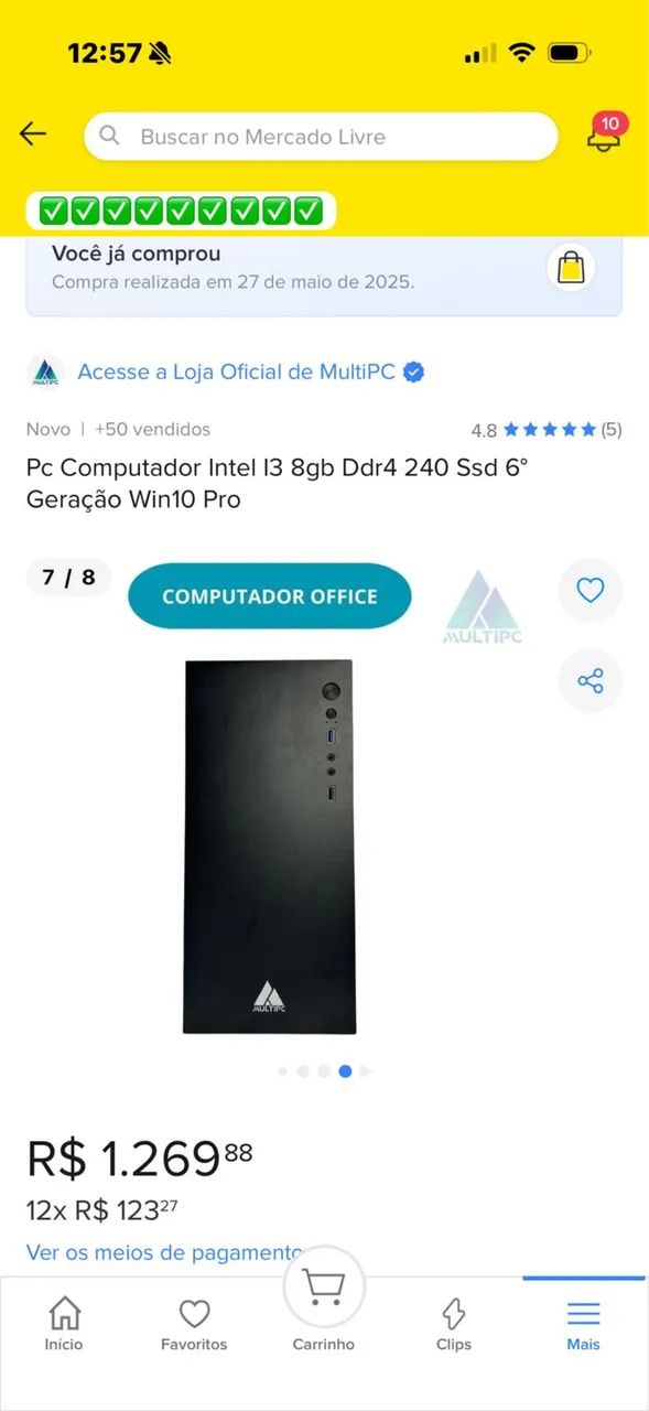 Pc Computador Intel 13 8GB DDR4 240 SSD 6° Geração Win10 Pro - Foto 3