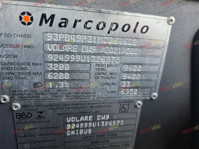 Marcopolo Volare DW9 Fly Ano: 2021 33 lugares - Foto 10