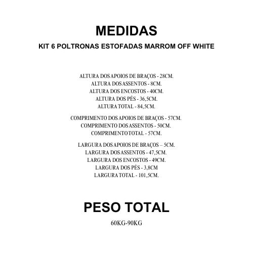 Kit 6 Poltronas Decorativas Estofadas Sala De Estar Marrom Off White (Pequenos Defeitos) - Foto 4