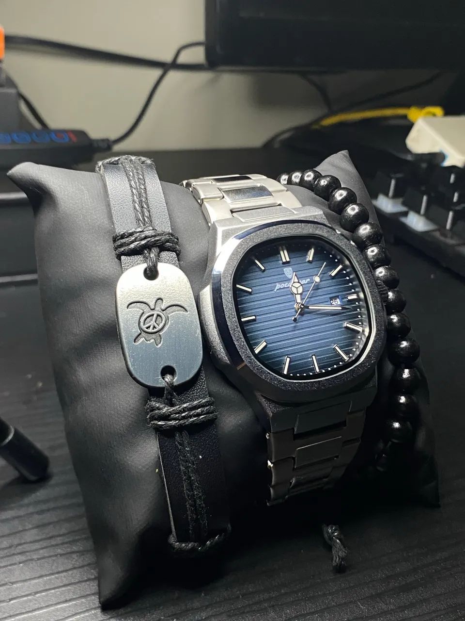 kit dia dos pais!! 1 relógio 2 pulseiras 