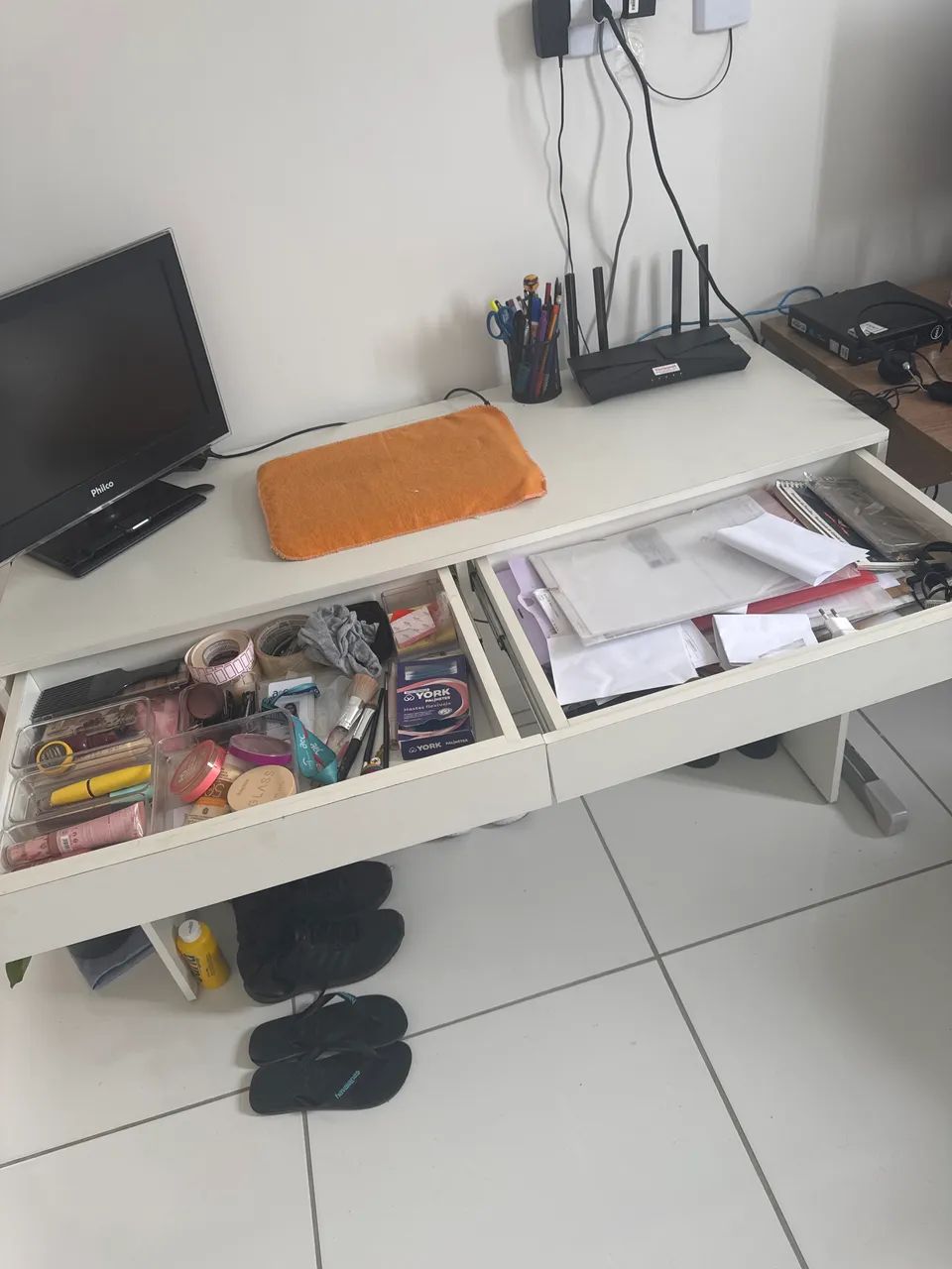Escrivaninha mdf branco 120cm - Foto 4