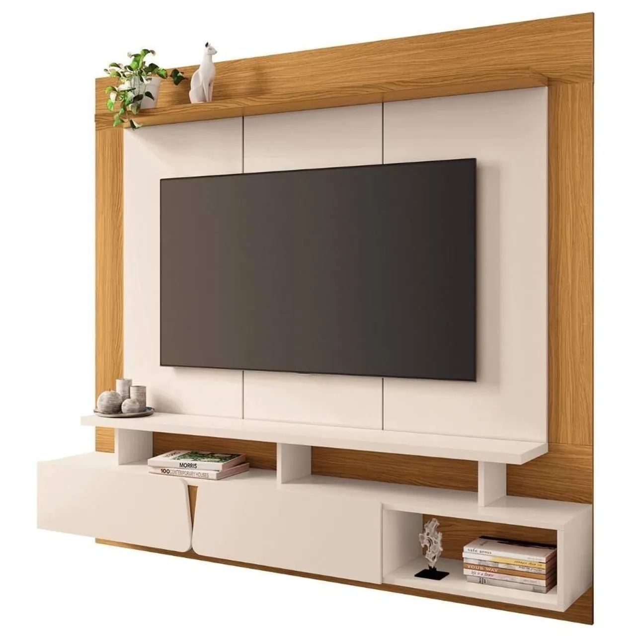 Painel Suspenso Para Tv Até 65 Polegadas 1.6 Zenith Off White / Cinamomo - Hb<br> - Foto 3