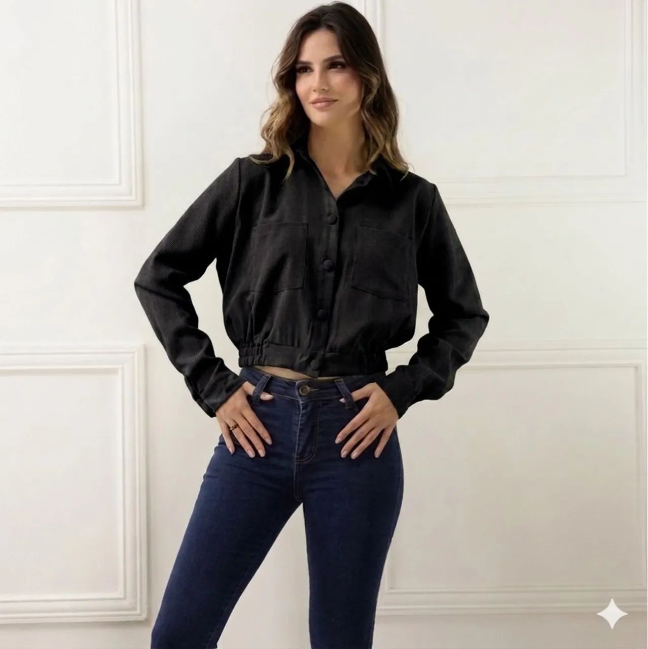 Camisa Cropped alfaiataria 