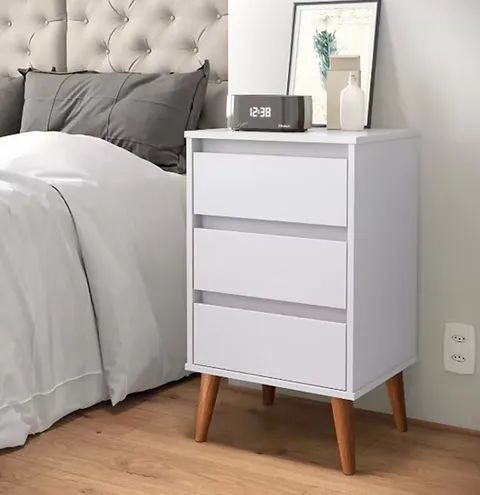 Mesa de Cabeceira EJ Retrô Wood Branco