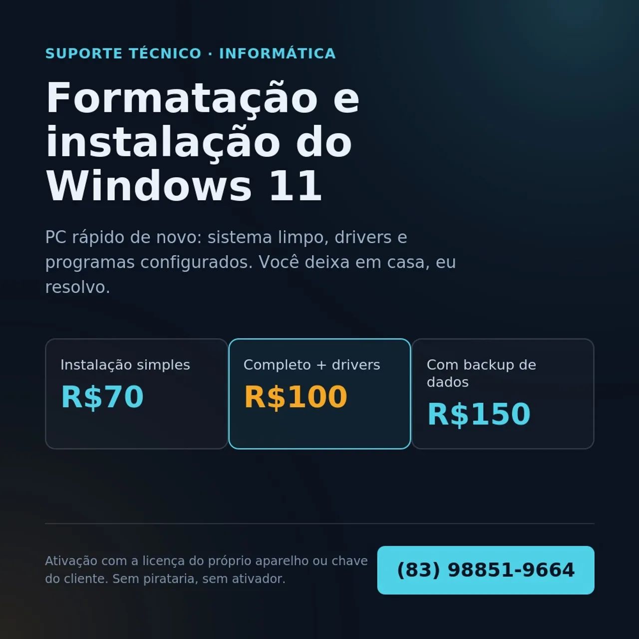 Formatação e Instalação Windows 11 pro - Em Domicílio