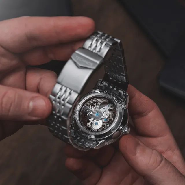 Relógio Technos Masculino Automático Skeleton Prata - G3265AS/1A - Foto 5