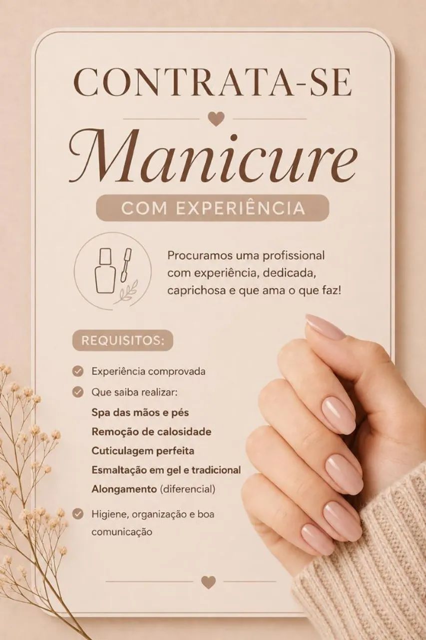 Procura se manicure e pedicure com experiência 