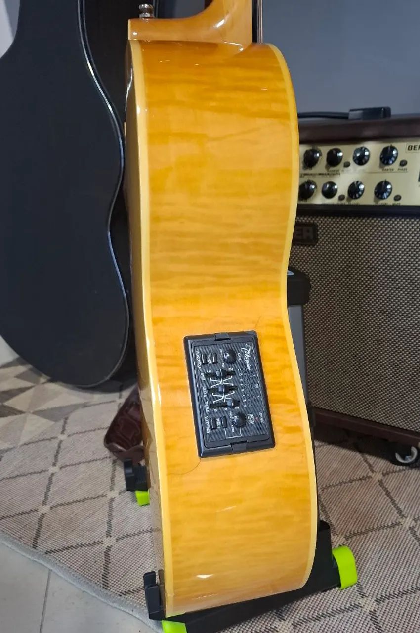 Violão Takamine EG523SC Jumbo Korea 2006 preamp TK40 + mic e transducers estéreo, com case - Foto 5