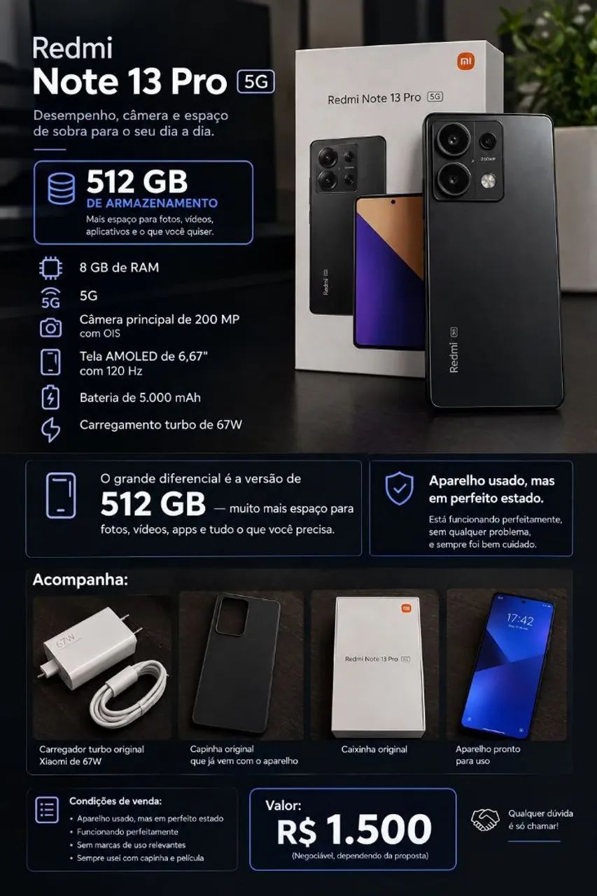 Vendo celular redmi 13 pro 5g NFC 512GB