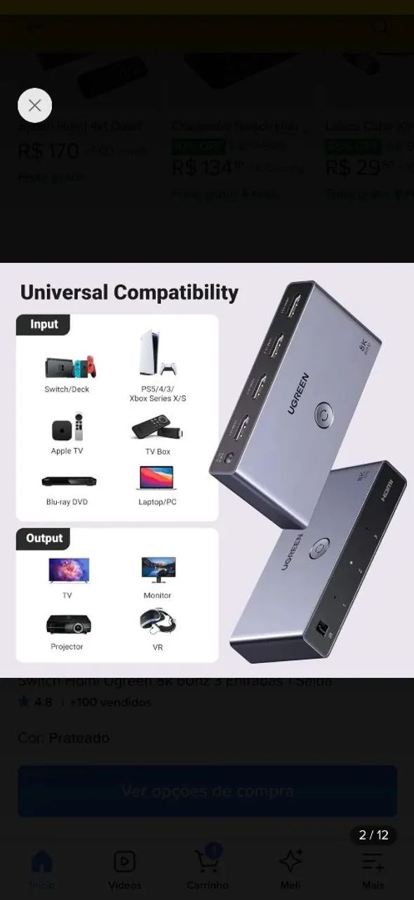 Ugreen hdmi swith 3 em 1 8k 60hz - Foto 5