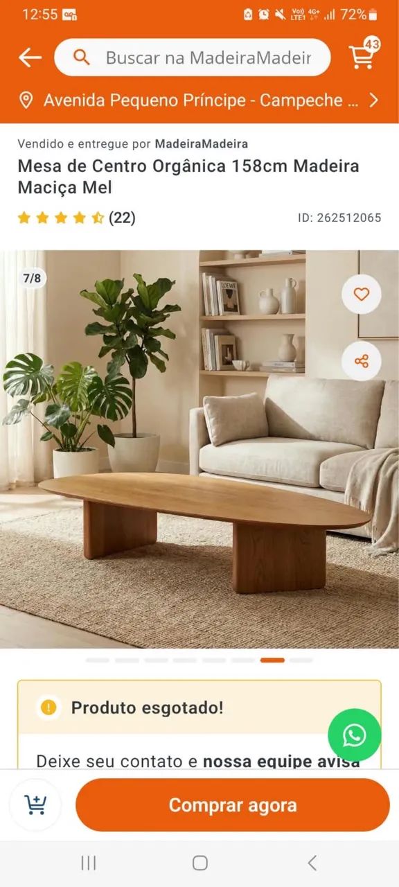 Mesa de centro Orgânica em Madeira de Pinus.  - Foto 5