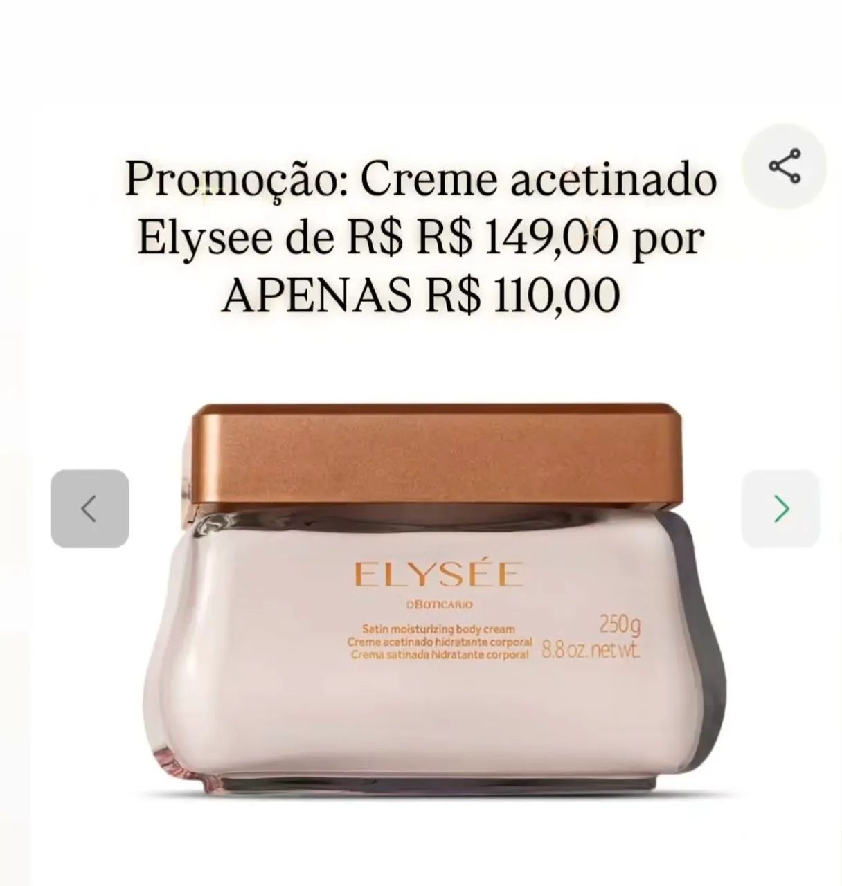 Creme acetinado Elysee